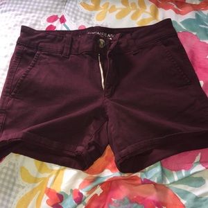 American Eagle burgundy midi jean shorts